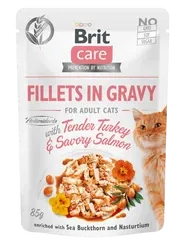 Brit Care Cat Fillets in Gravy with Tender Turkey Savory Salmon 85 g
