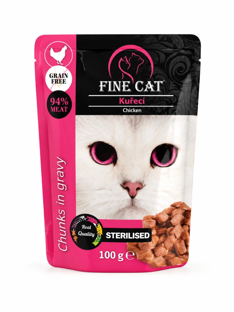 Fine Cat kapsička Grain-Free Sterilised kuřecí v omáčce 100g