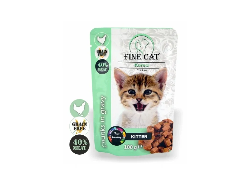 Fine Cat kapsička Grain-Free Kitten kuřecí v omáčce 100g